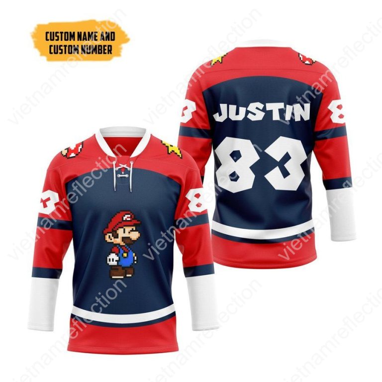 Personalized Super Mario Mario hockey jersey