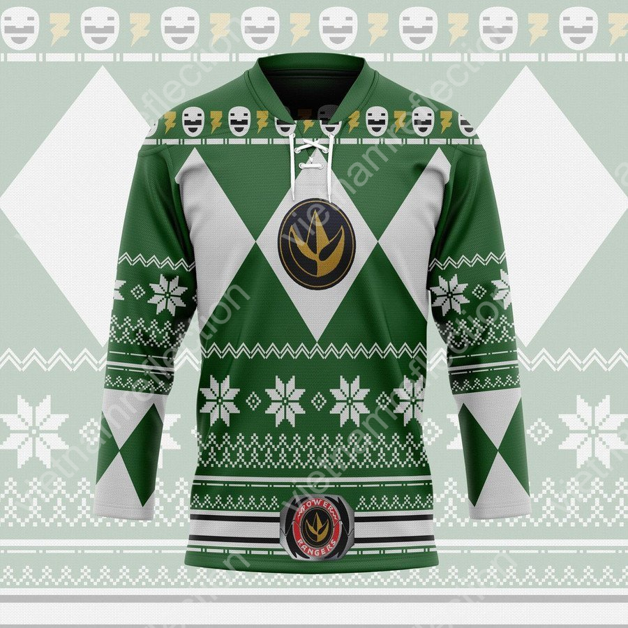 Mighty Morphin Power Rangers Green Ranger hockey jersey