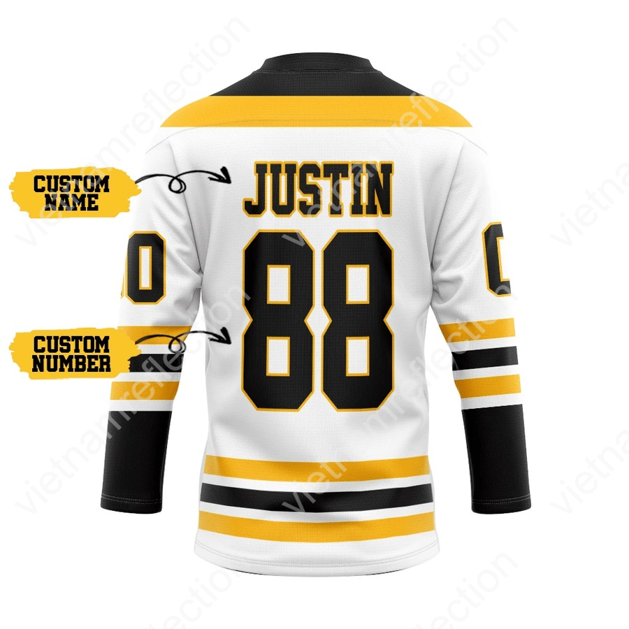 Personalized White Boston Bruins NHL hockey jersey