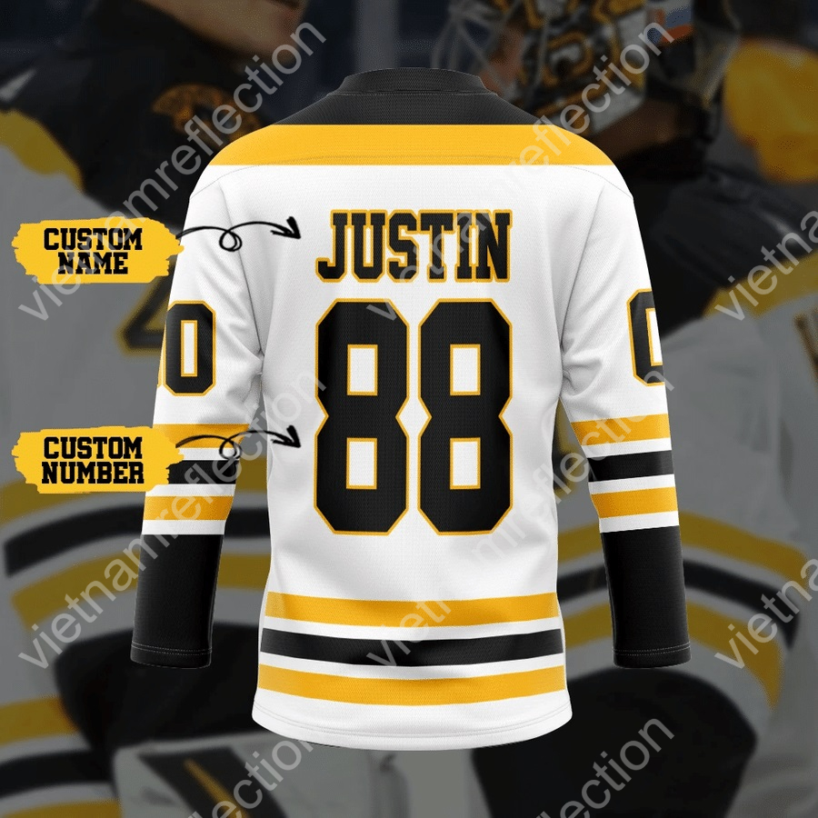 Personalized White Boston Bruins NHL hockey jersey