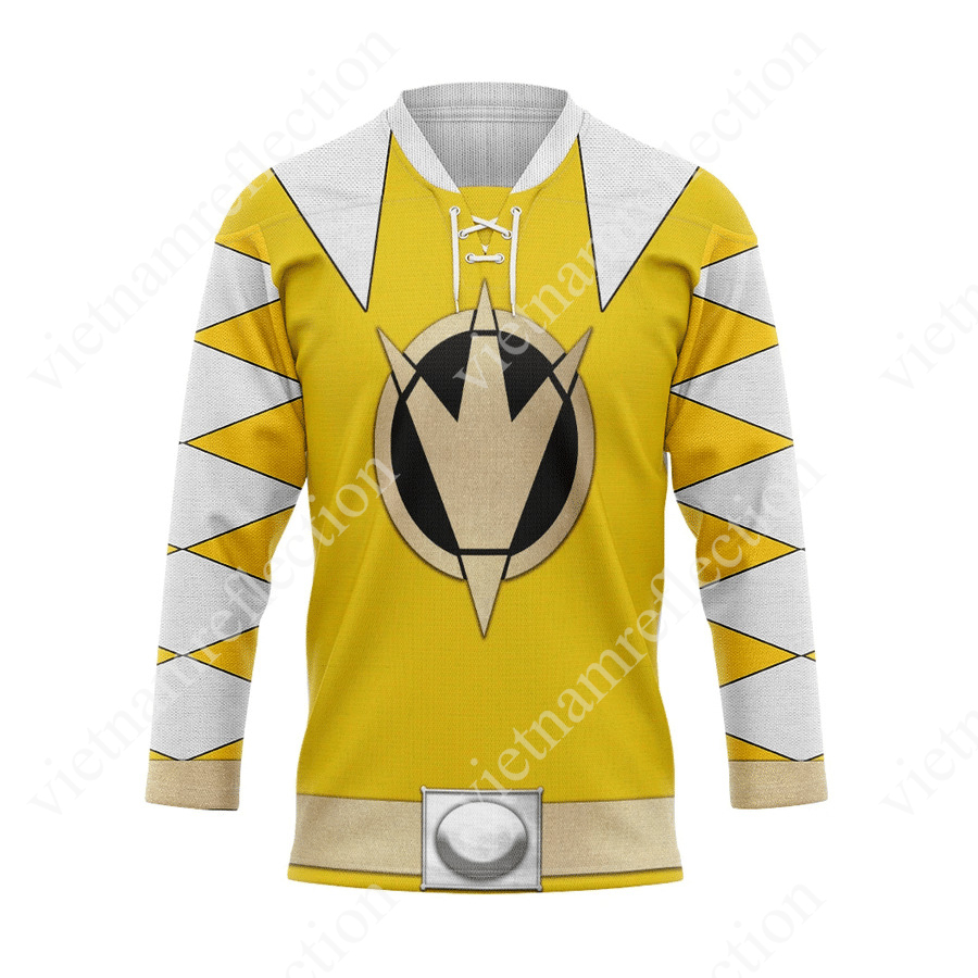 Power Rangers Dino Thunder Yellow Ranger hockey jersey