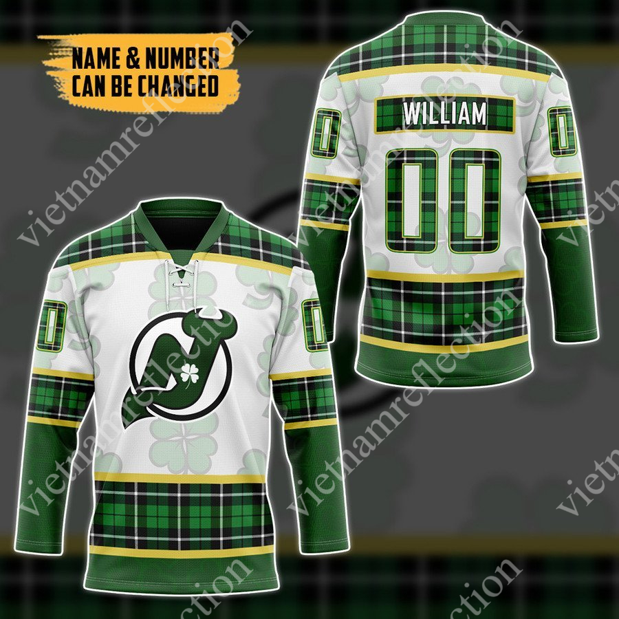 Personalized St. Patrick's Day New Jersey Devils NHL hockey jersey