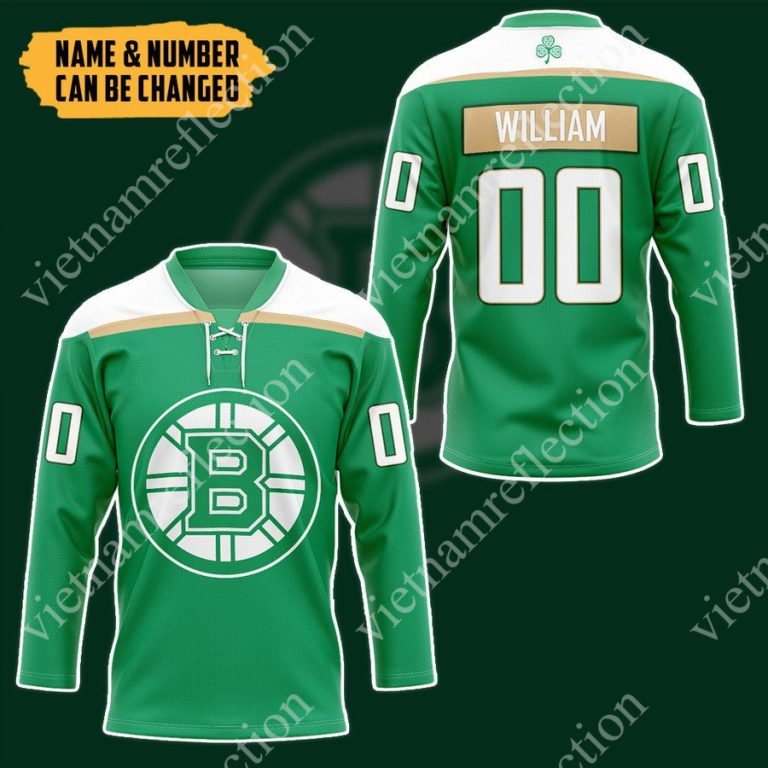 Personalized St. Patrick's Day Boston Bruins NHL hockey jersey