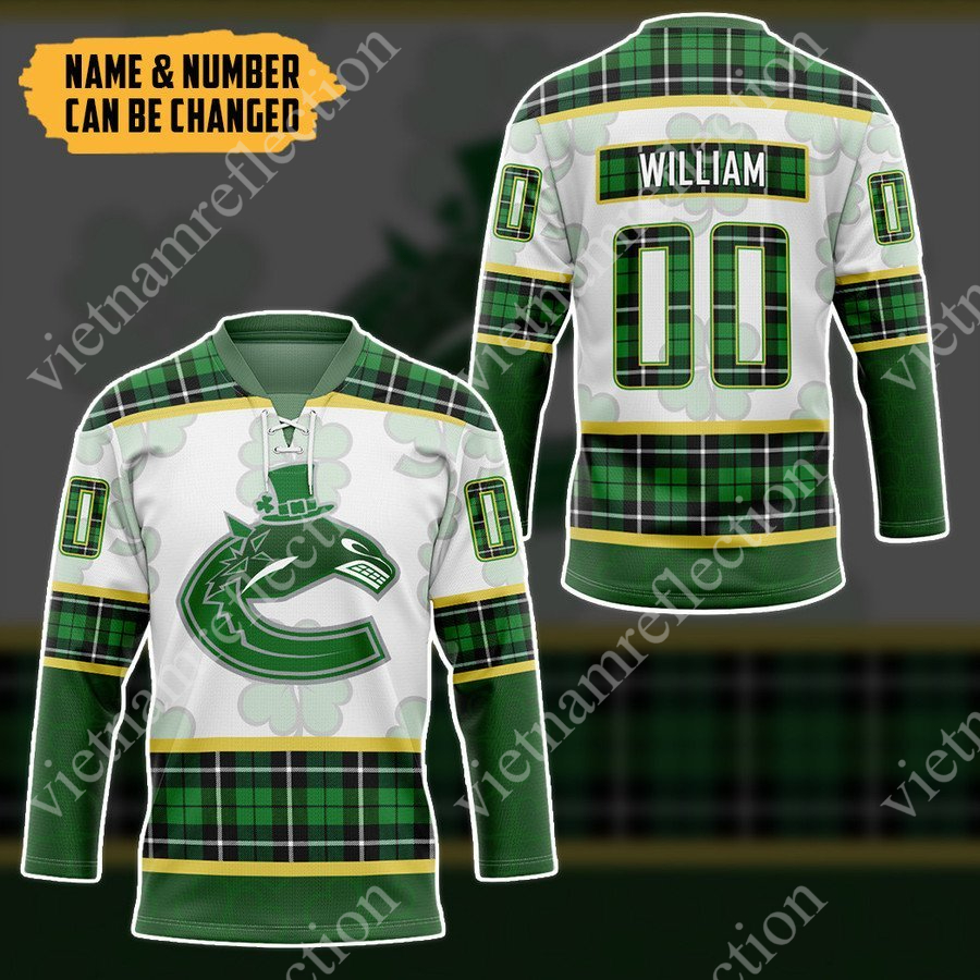 Personalized St. Patrick's Day Vancouver Canucks NHL hockey jersey