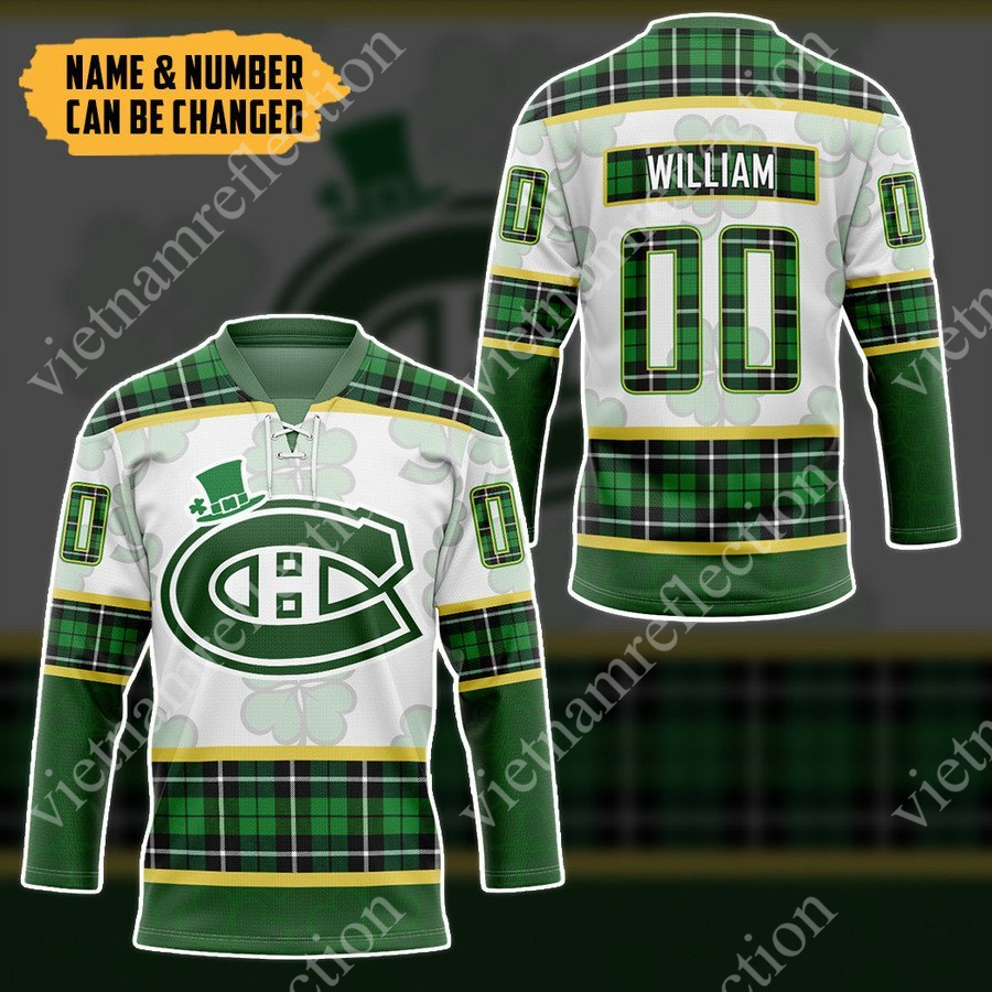 Personalized St. Patrick's Day Montreal Canadiens NHL hockey jersey