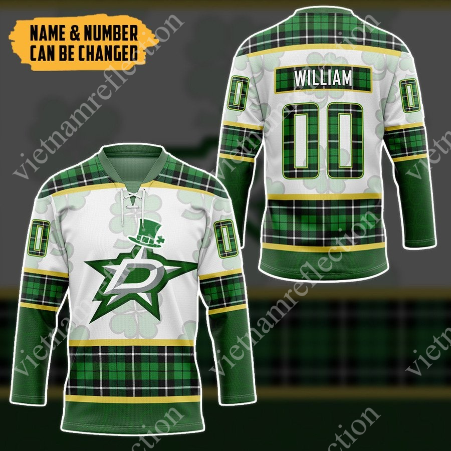 Personalized St. Patrick's Day Dallas Stars NHL hockey jersey