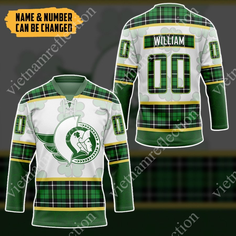 Personalized St. Patrick's Day Ottawa Senators NHL hockey jersey