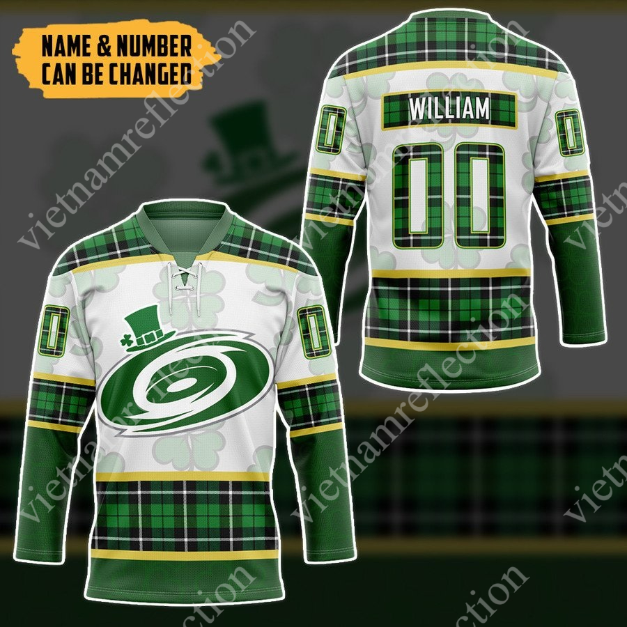 Personalized St. Patrick's Day Carolina Hurricanes NHL hockey jersey