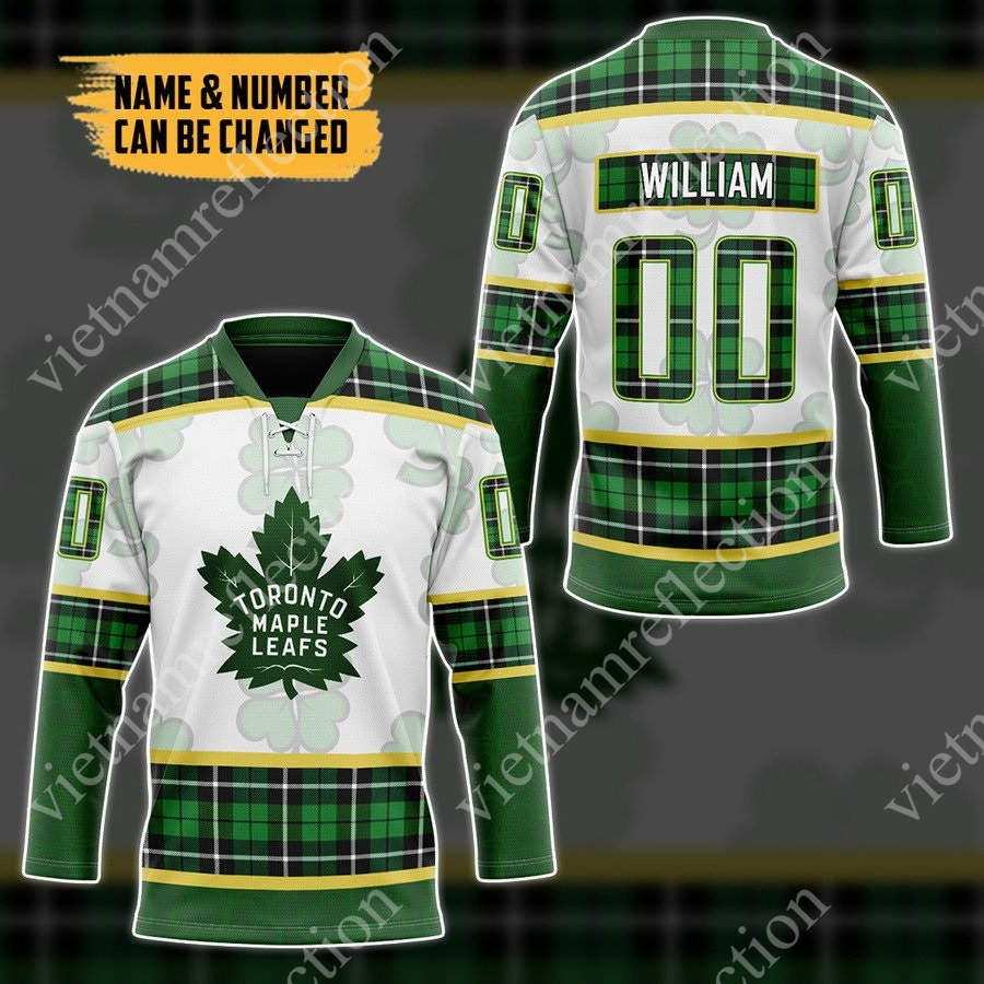 Personalized St. Patrick's Day Toronto Maple Leafs NHL hockey jersey