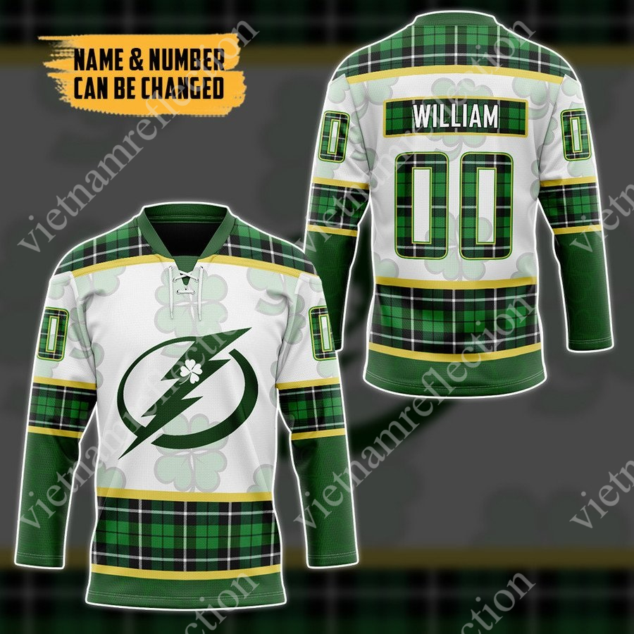 Personalized St. Patrick's Day Tampa Bay Lightning NHL hockey jersey