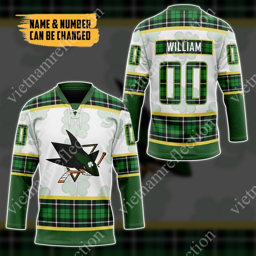 Personalized St. Patrick's Day San Jose Sharks NHL hockey jersey