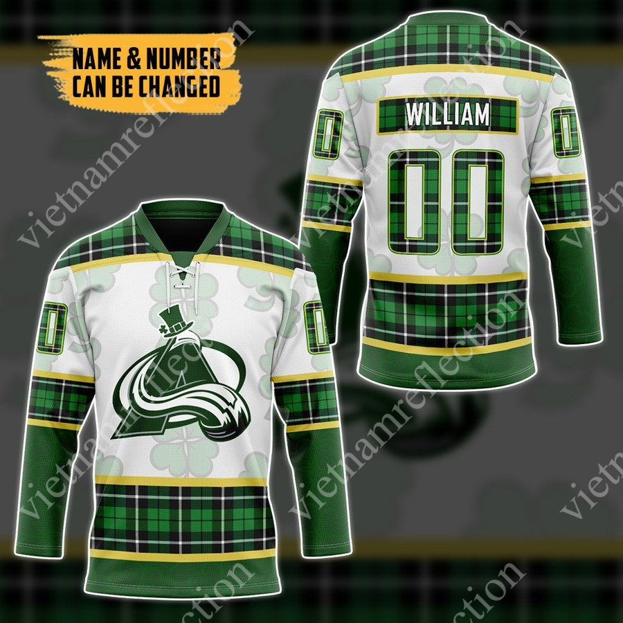 Personalized St. Patrick's Day Colorado Avalanche NHL hockey jersey