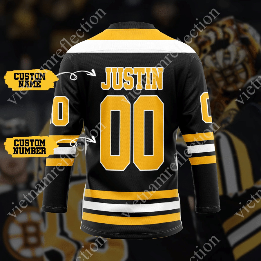 Personalized Boston Bruins NHL black hockey jersey