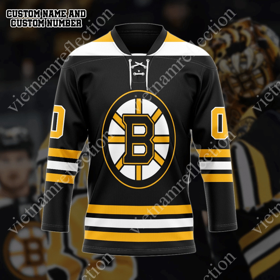 Personalized Boston Bruins NHL black hockey jersey