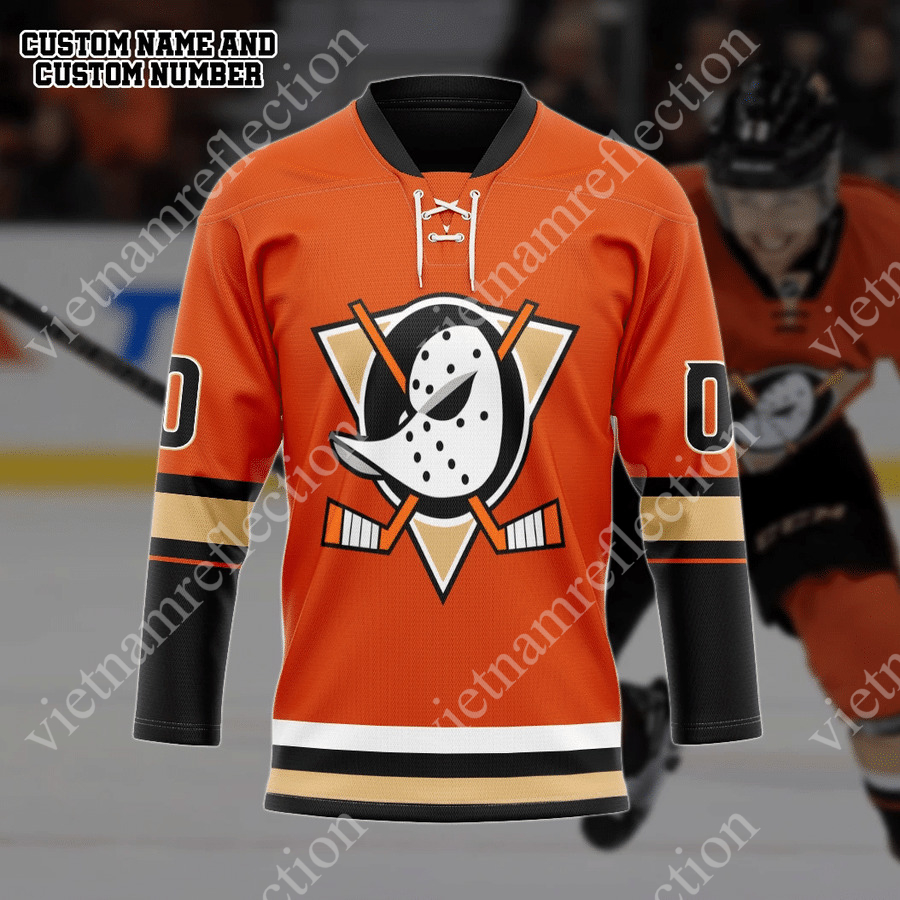 Personalized Anaheim Ducks NHL orange hockey jersey