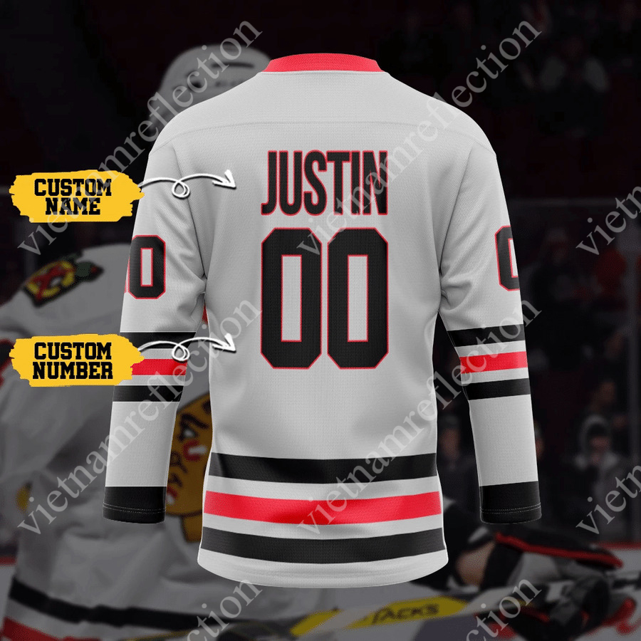 Personalized Chicago Blackhawks NHL grey hockey jersey