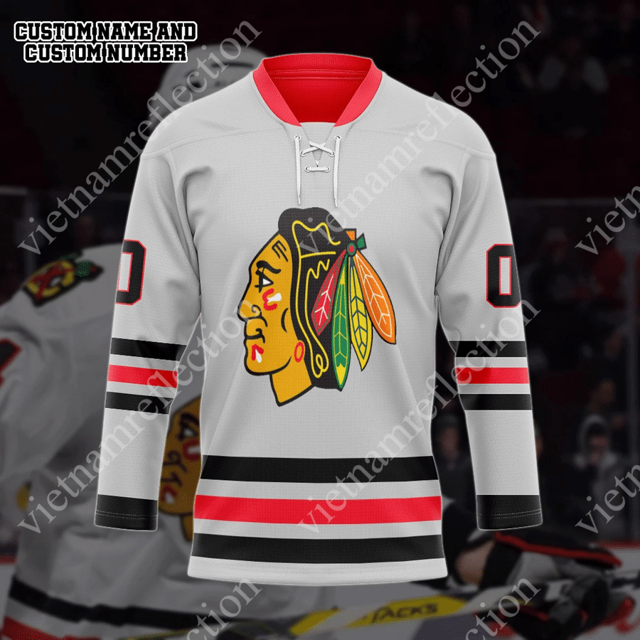 Personalized Chicago Blackhawks NHL grey hockey jersey