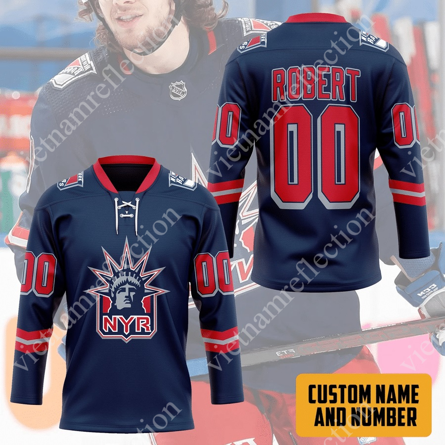 Personalized New York Ranger NHL Artemi Panarin Navy 2020 2021 Reverse Retro hockey jersey