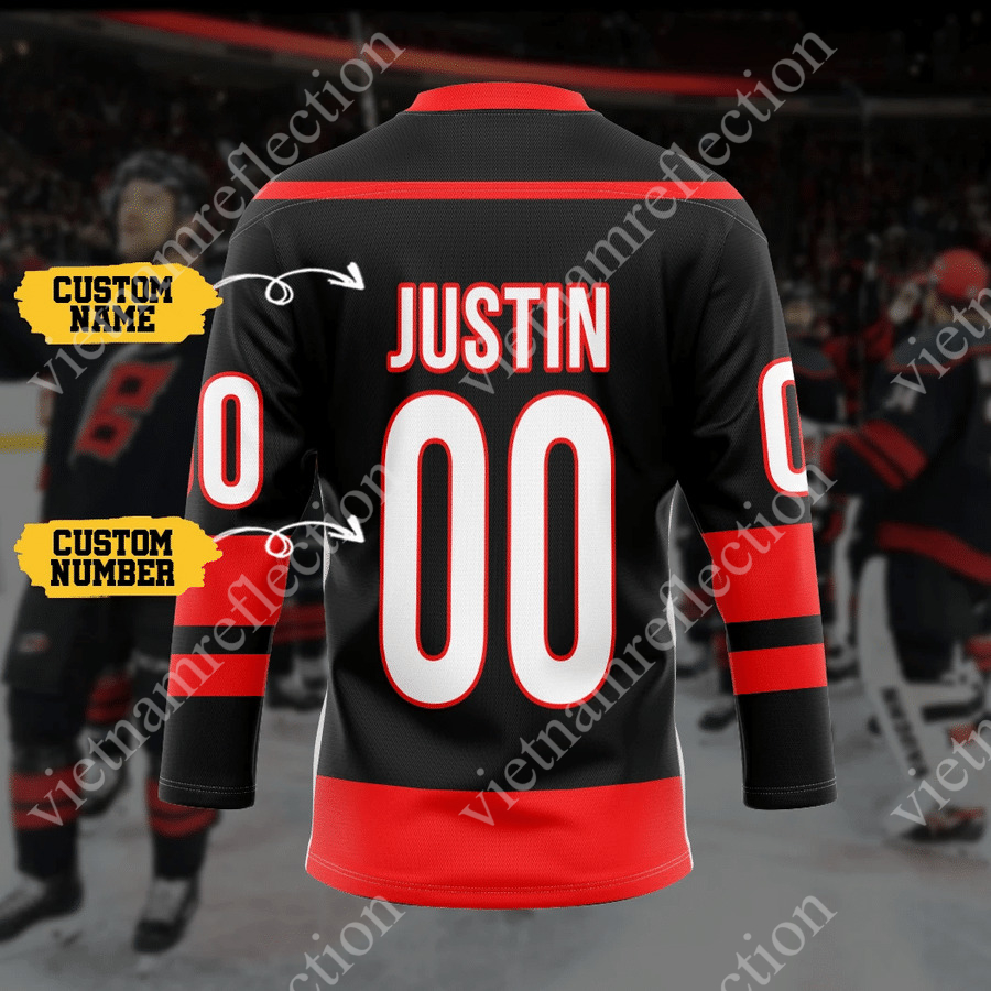 Personalized Carolina Hurricanes black NHL hockey jersey