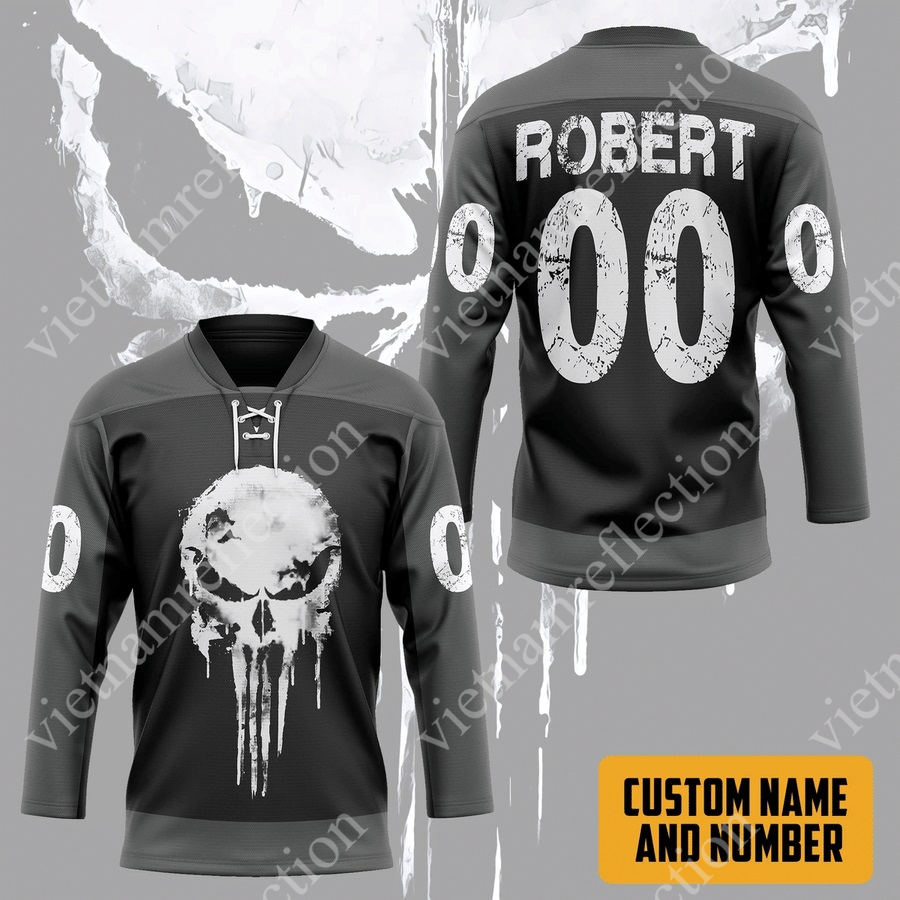 Personalized Punisher Skull hockey jersey