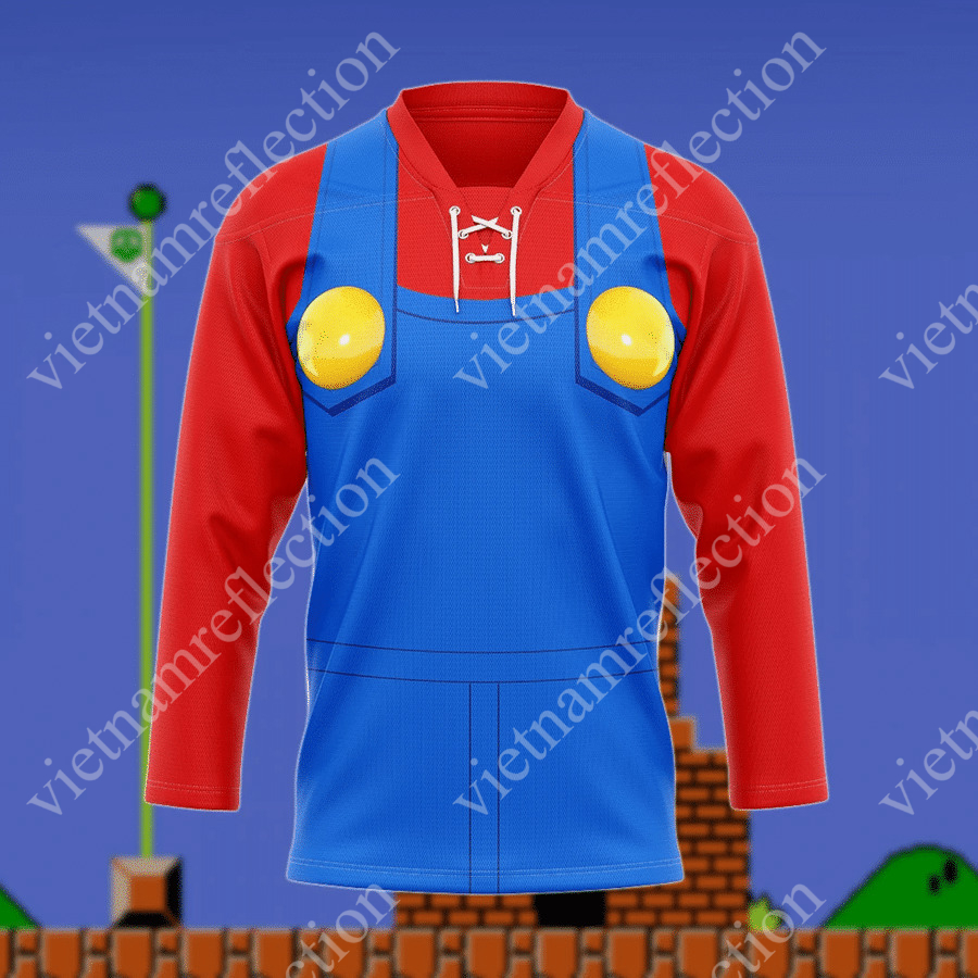 Super Mario Mario cosplay hockey jersey