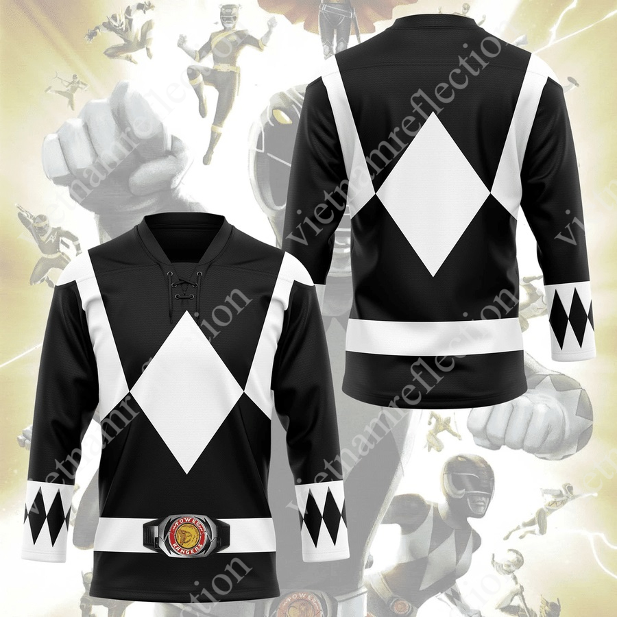 Mighty Morphin Power Rangers Black Ranger hockey jersey