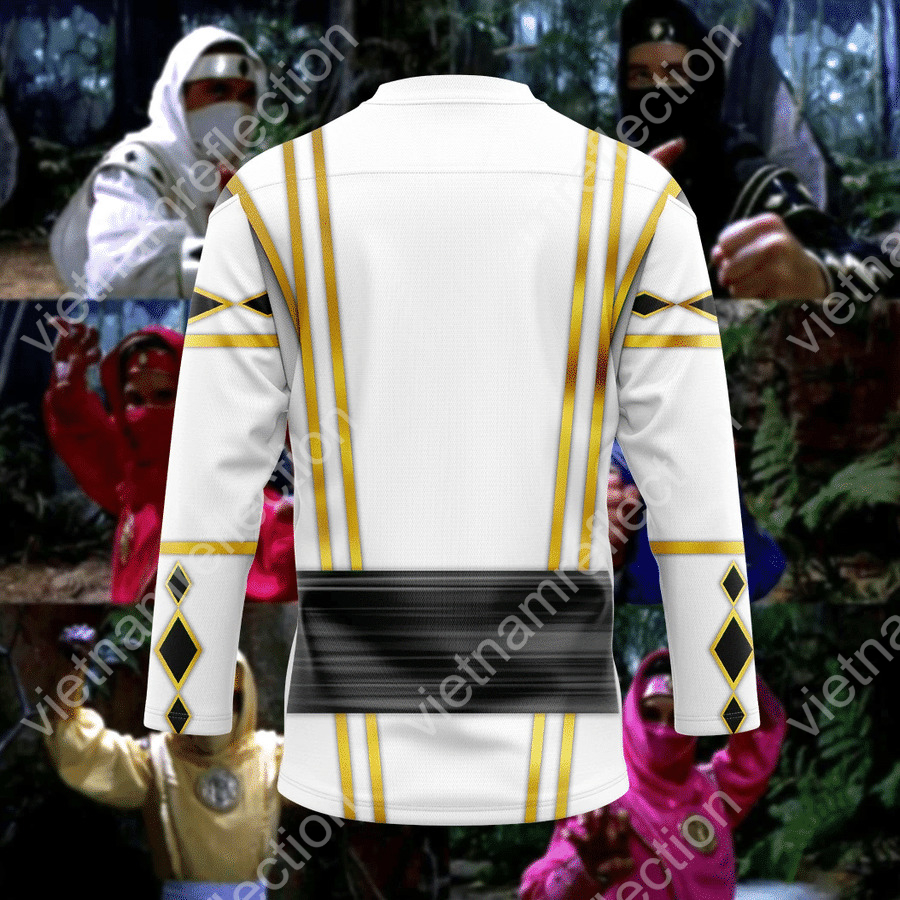 Mighty Morphin Power Rangers White Falcon Ninja Ranger Ninjetti hockey jersey