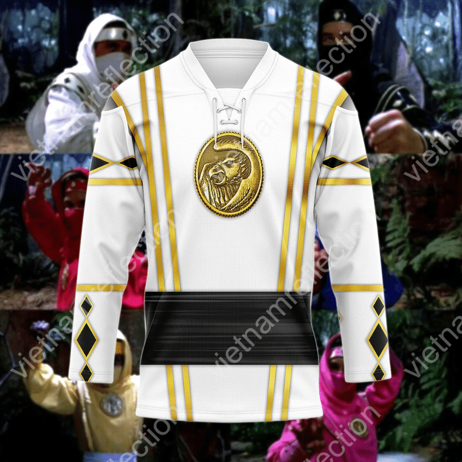 Mighty Morphin Power Rangers White Falcon Ninja Ranger Ninjetti hockey jersey