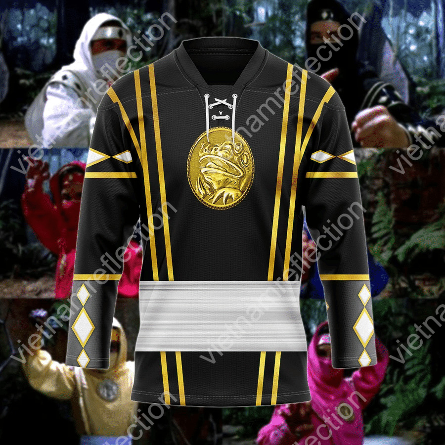 Mighty Morphin Power Rangers Black Frog Ninja Ranger Ninjetti hockey jersey