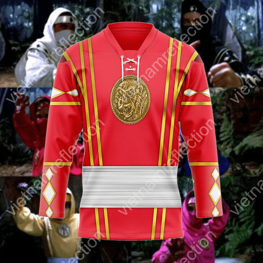 Mighty Morphin Power Rangers Red Ape Ninja Ranger Ninjetti hockey jersey