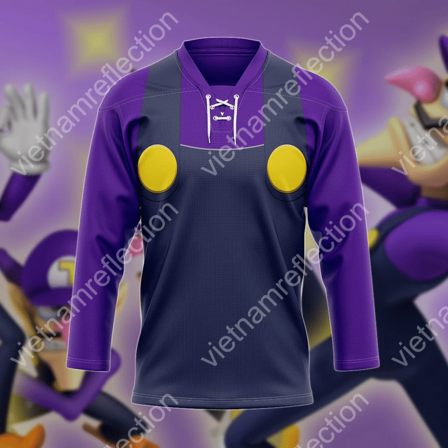 Super Mario Waluigi cosplay hockey jersey