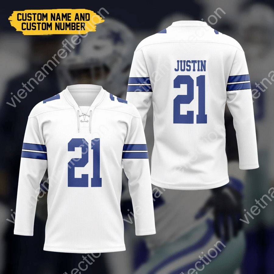 Personalized Dallas Cowboys NFL hockey jersey