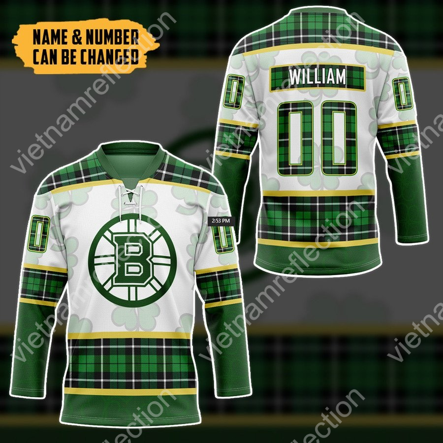 Personalized St. Patrick's Day NHL Boston Bruins hockey jersey