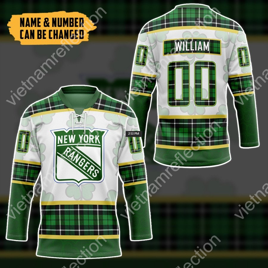 Personalized St. Patrick's Day New York Rangers NHL hockey jersey