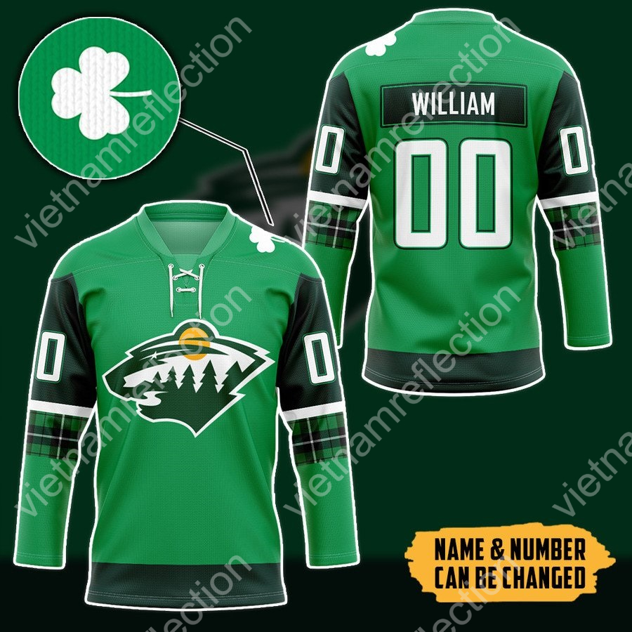 Personalized St. Patrick's Day Minnesota Wild NHL hockey jersey