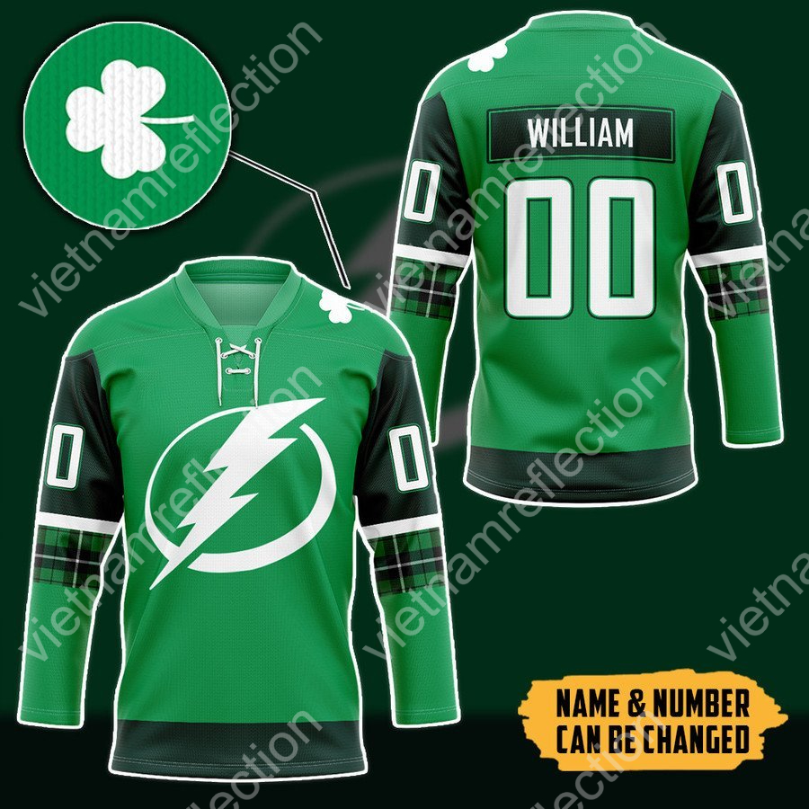 Personalized St. Patrick's Day NHL Tampa Bay Lightning hockey jersey