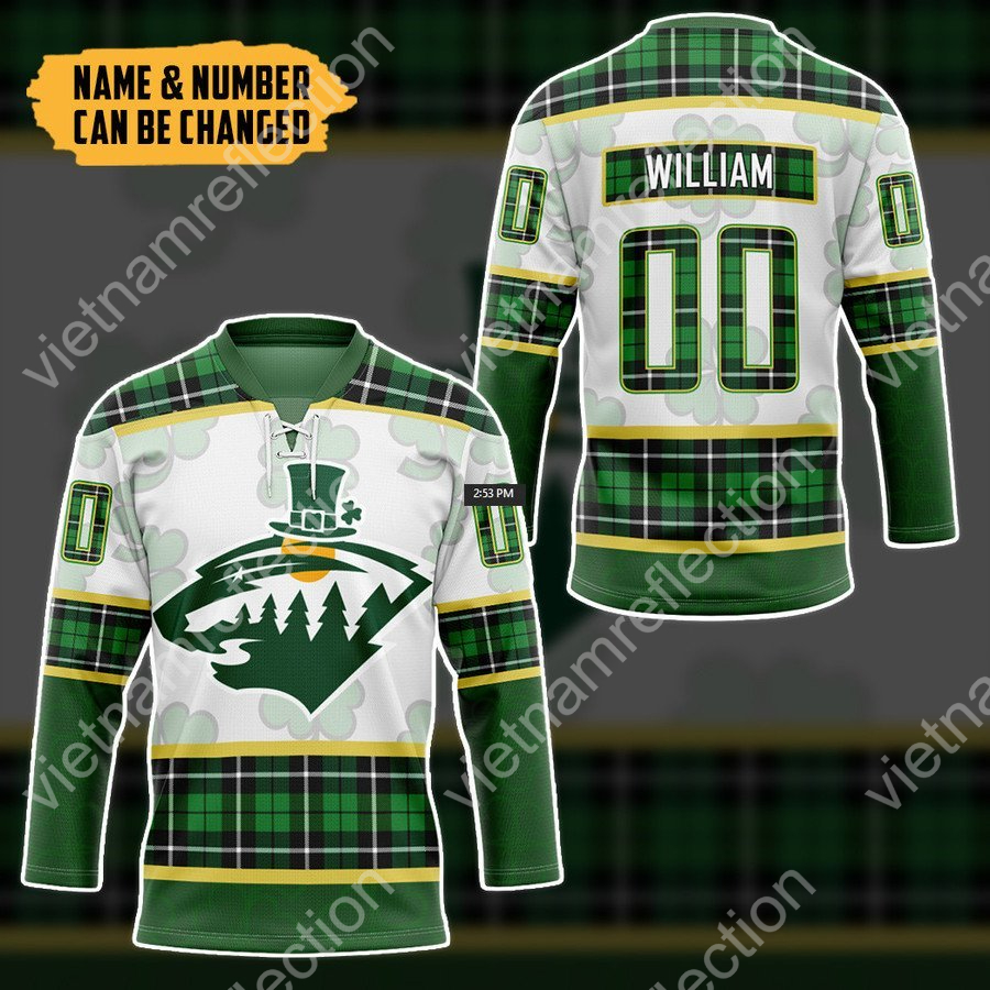 Personalized St. Patrick's Day NHL Minnesota Wild hockey jersey