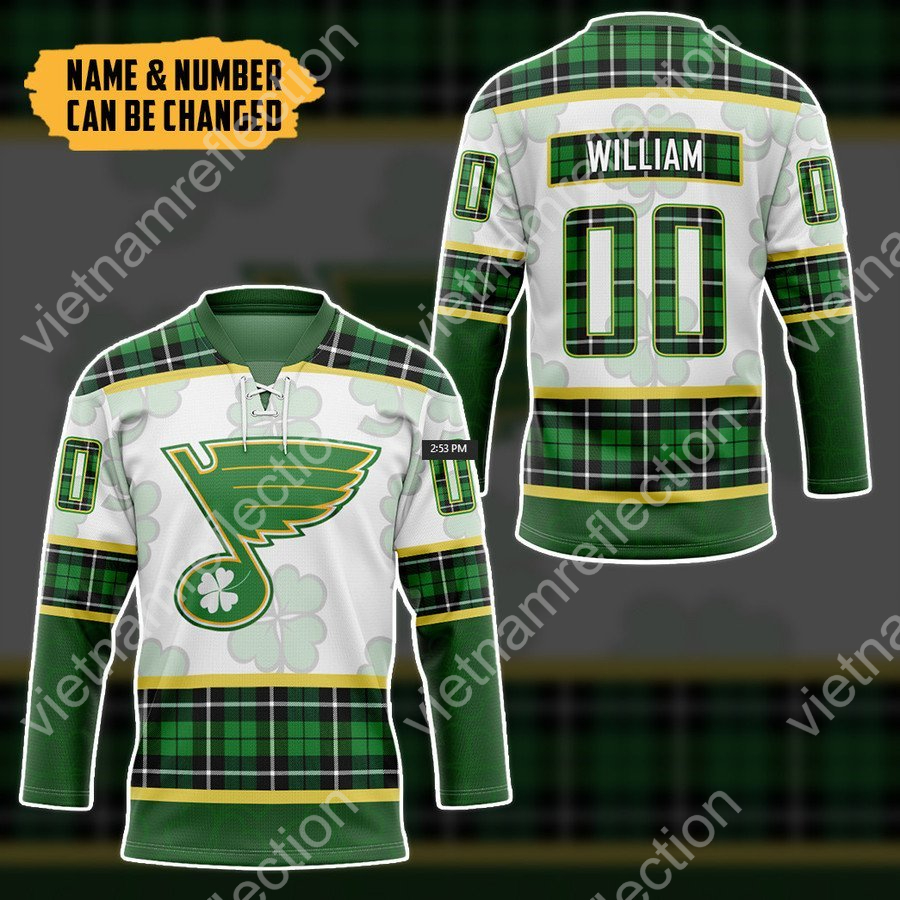 Personalized St. Patrick's Day NHL St. Louis Blues hockey jersey