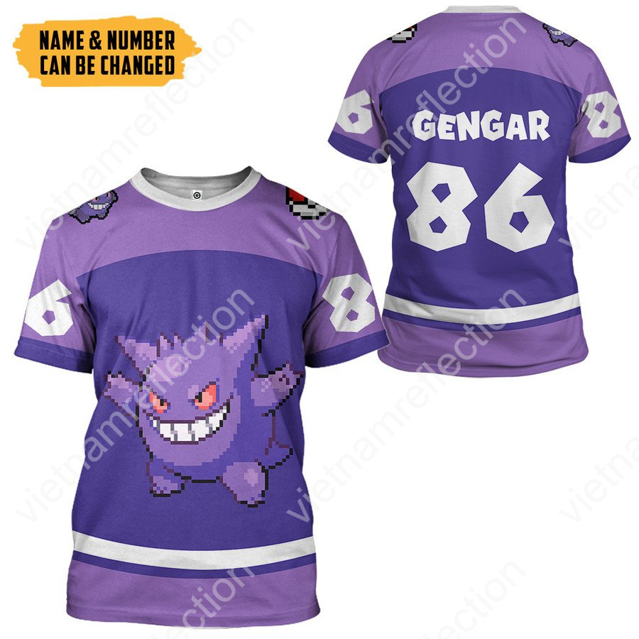 Personalized Pokemon Gengar sport 3d hoodie t-shirt apparel