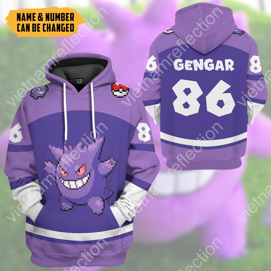 Personalized Pokemon Gengar sport 3d hoodie t-shirt apparel