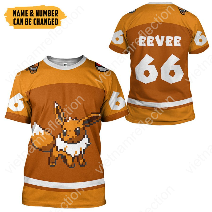 Personalized Pokemon Eevee sport 3d hoodie t-shirt apparel