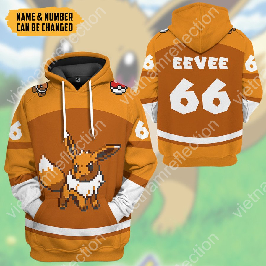 Personalized Pokemon Eevee sport 3d hoodie t-shirt apparel