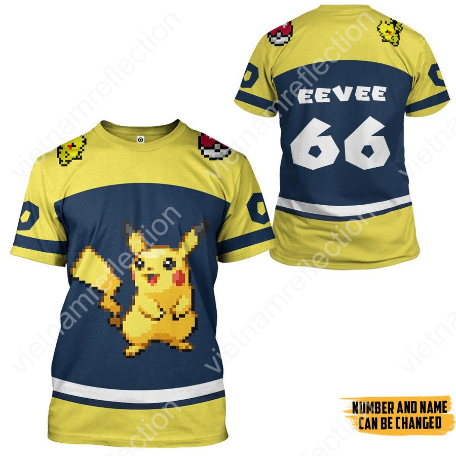 Personalized Pokemon Pikachu sport 3d hoodie t-shirt apparel