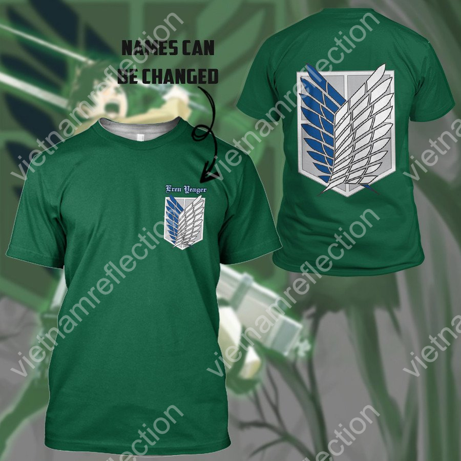 Personalized Attack On Titan Scouting Legion Green Version 3d hoodie t-shirt apparel