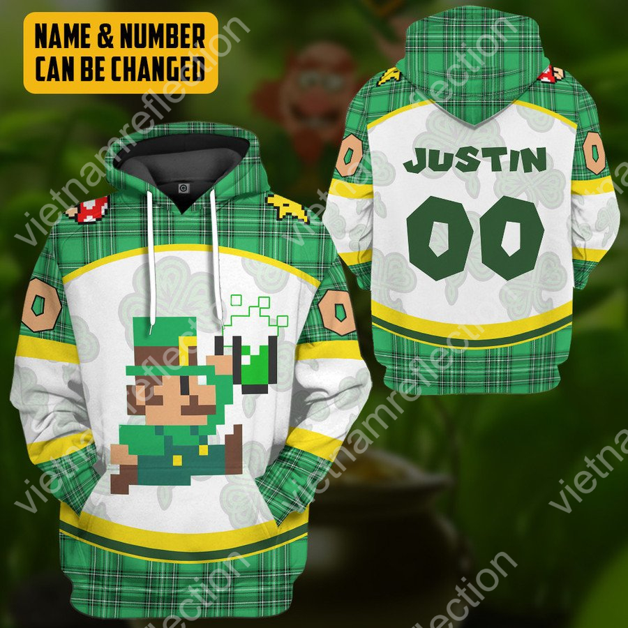 Personalized St. Patrick's Day Mario sport special verion 3d hoodie t-shirt apparel