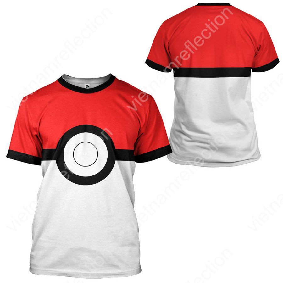 Pokemon Pokeball cosplay 3d hoodie t-shirt apparel