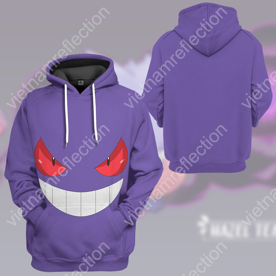 Pokemon Gengar cosplay 3d hoodie t-shirt apparel