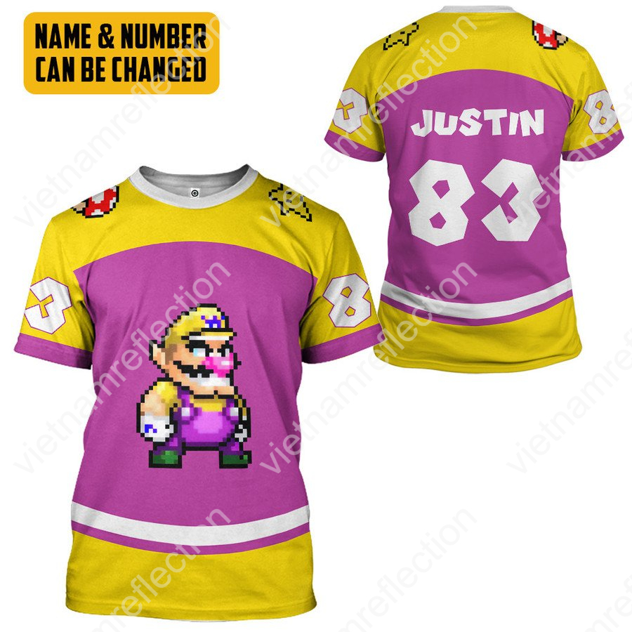 Personalized Super Mario Wario sports 3d hoodie t-shirt apparel