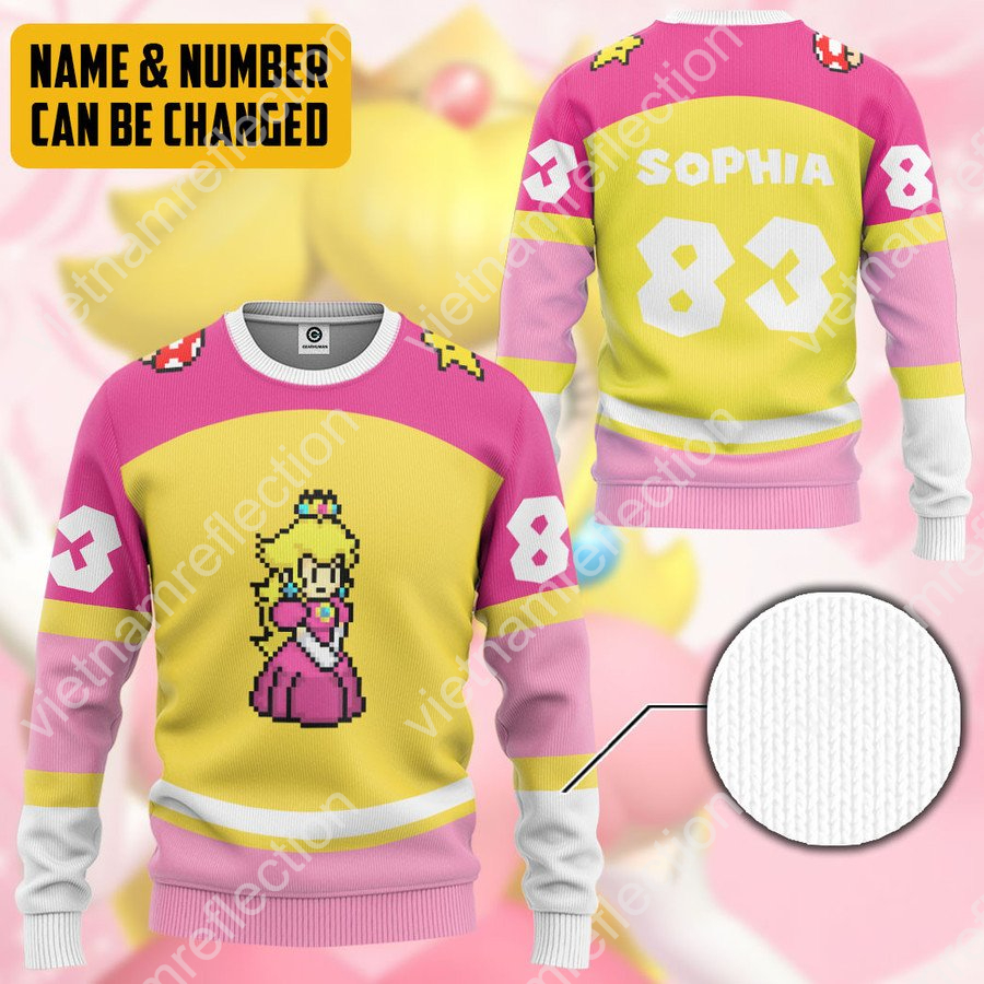 Personalized Super Mario Princess Peach sports 3d hoodie t-shirt apparel