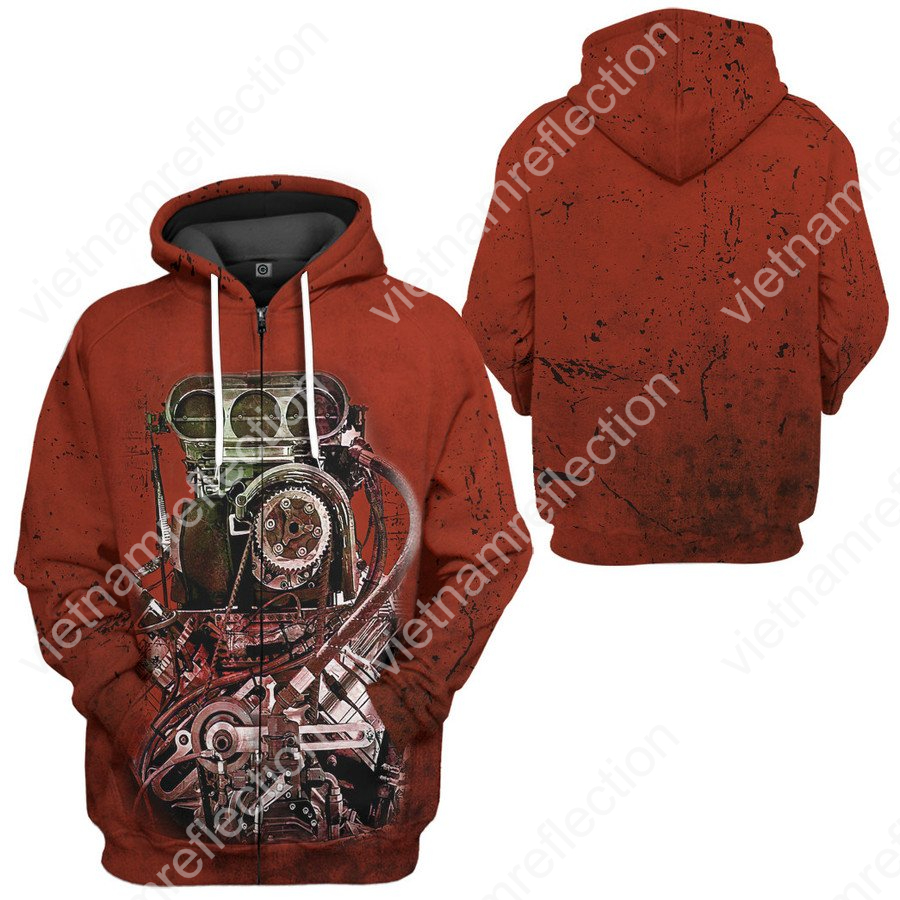Drag racing engine 3d hoodie t-shirt apparel